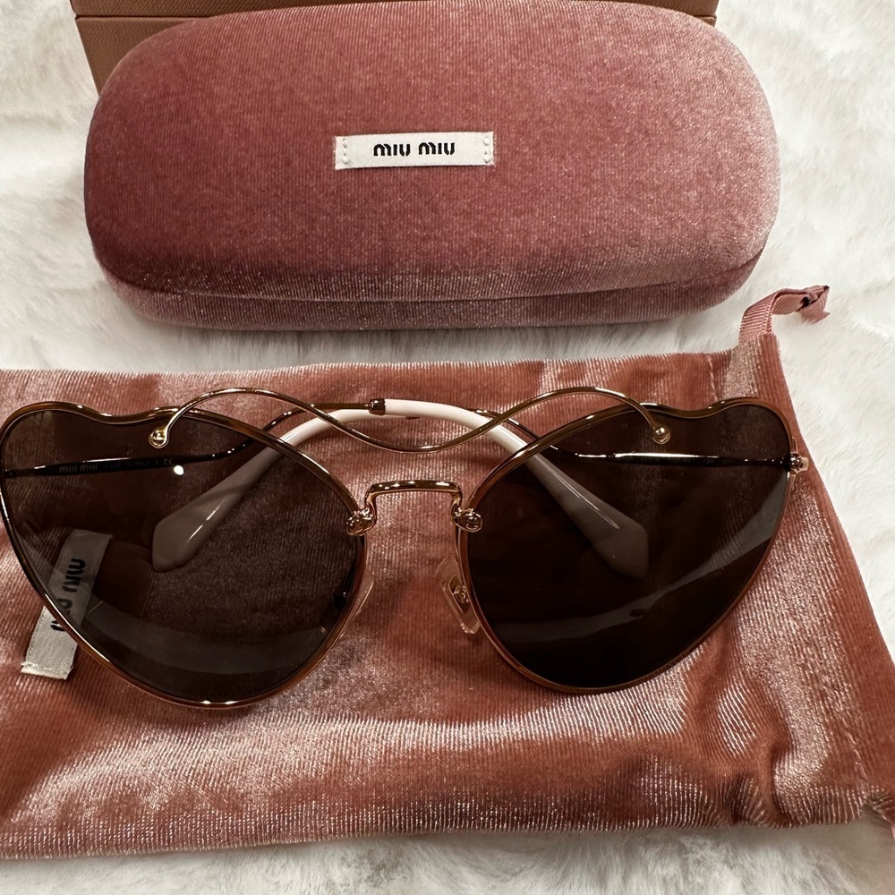 Miu Miu Gold Frame Sunglasses with Brown Lenses